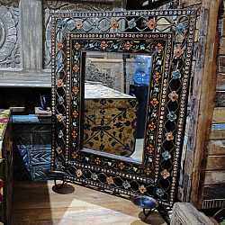 Зеркало с подсвечниками "Индийский ажур", маталл, роспись, ручная работа